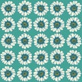 Daisy seamless pattern. Vector seamless pattern with the chamomiles in vintage style